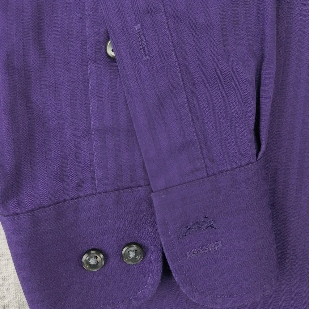 J Garcia‎ Mens Large Purple Tonal Stripe Long Sleeve Wrinkle Free Dress Shirt